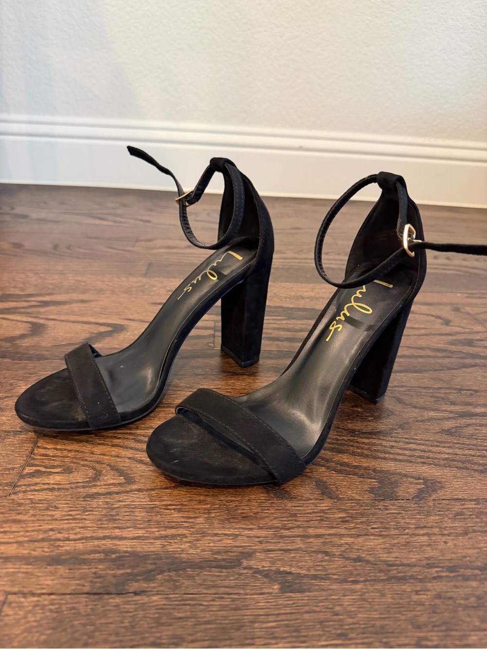 Lulu's Black Ankle-Tie Block Heel Sandals